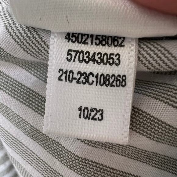 Chicos Top Womens Size 2/L Taupe & White Striped Button Down Bell Sleeves - Picture 15 of 16